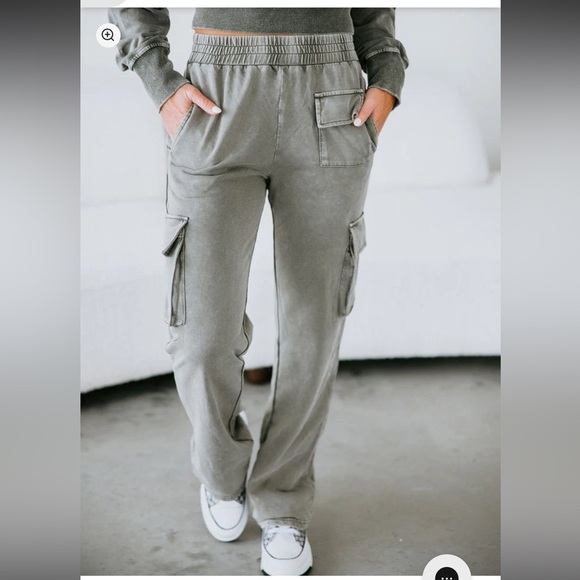 Lelis Pants - Lelis Collection Cargo Pants Pull On Charcoal Wide Leg Womens Size Large